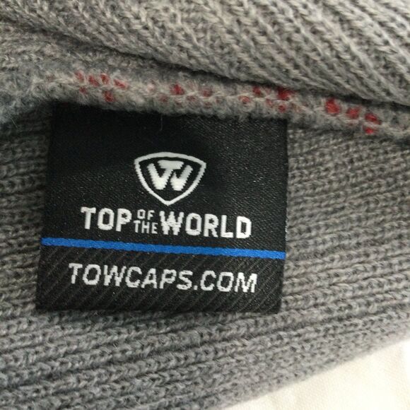 Top of the World Cap Hat Men’s One Size Gray Red Oklahoma Sooners Cuffed Knit - Picture 7 of 10